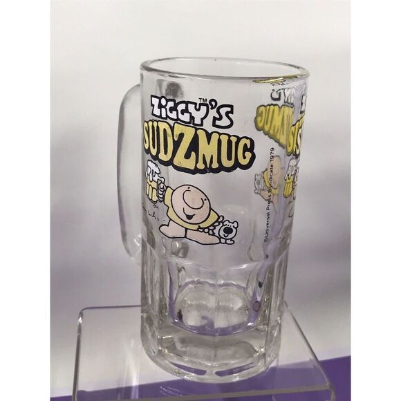 Ziggy Suds Tall Glass Mug Vintage 1980 Beer Glass - Picture 2 of 6